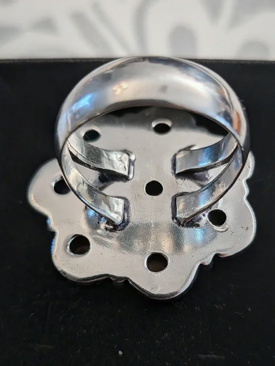 Flower Shaped Multi-Gemstone Chakra Sterling Silver Ring - Size 8 - Picture 5 of 5